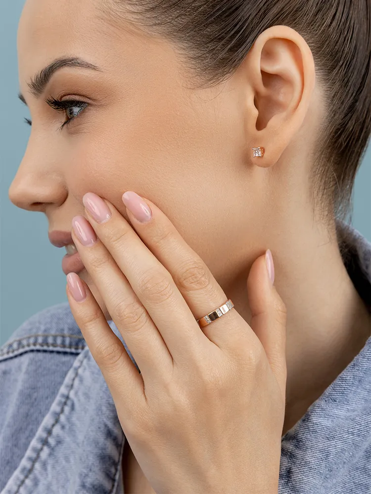 Кольцо серебро 925 пробы позолоченное с дорожкой из фианитов Veronika jewelry factory, серебристый, фото 4