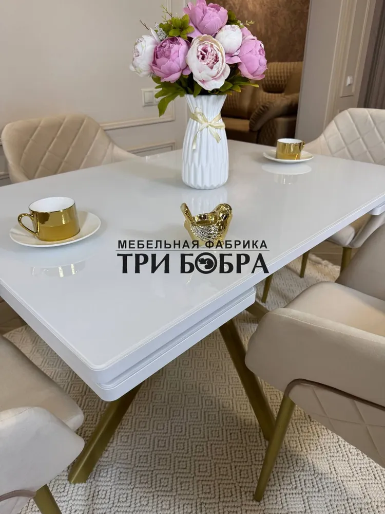 Стол кухонный раскладной, стулья для кухни комплект 4 шт, ТРИ БОБРА, Элит, стеклянный, 4 шт, фото 6