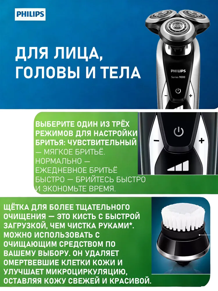 philips Электробритва S9000 серия, черный Черный матовый,электробритва мужская. высокая мощност.S9830, черный, фото 5