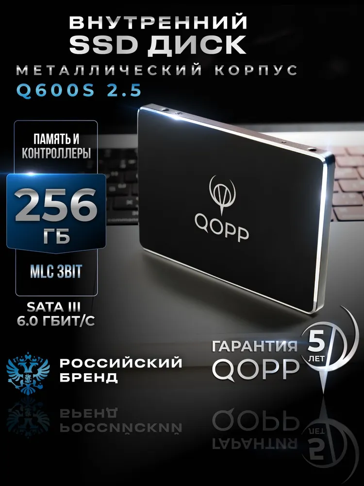 QOPP 256 ГБ Внутренний SSD-диск 2.5" SATA3 6.0 Гбит/с, жесткий диск для ноутбука и компьютера, 2.5", SATA III 6 Гбит/с (ssd накопитель 2.5 в металлическом корпусе)