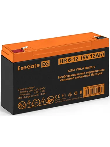 ExeGate EX282955RUS Батарея HR 6-12 (6V 12Ah), клеммы F1