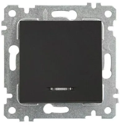 Rita - Выключатель с подсветкой, пруж. зажимы, черный мат