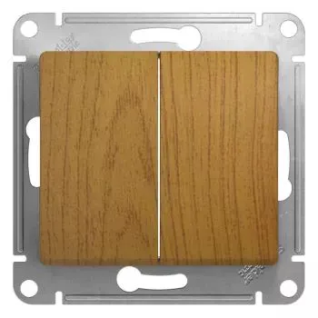 Schneider Electric Glossa Выключатель 2-х клавишный, сх.5, 10АХ, дерево дуб.