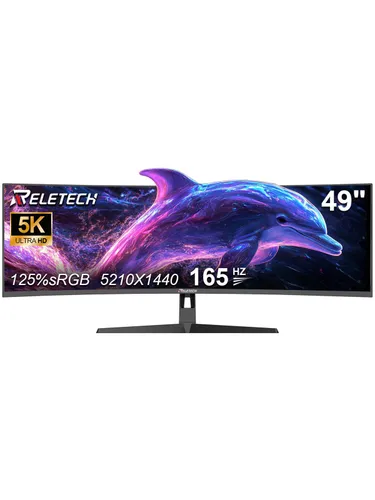Reletech 49" Монитор 5K 5210x1440,165 Гц, VA, 5120x1440, 165 Гц, Изогнутый экран, черный