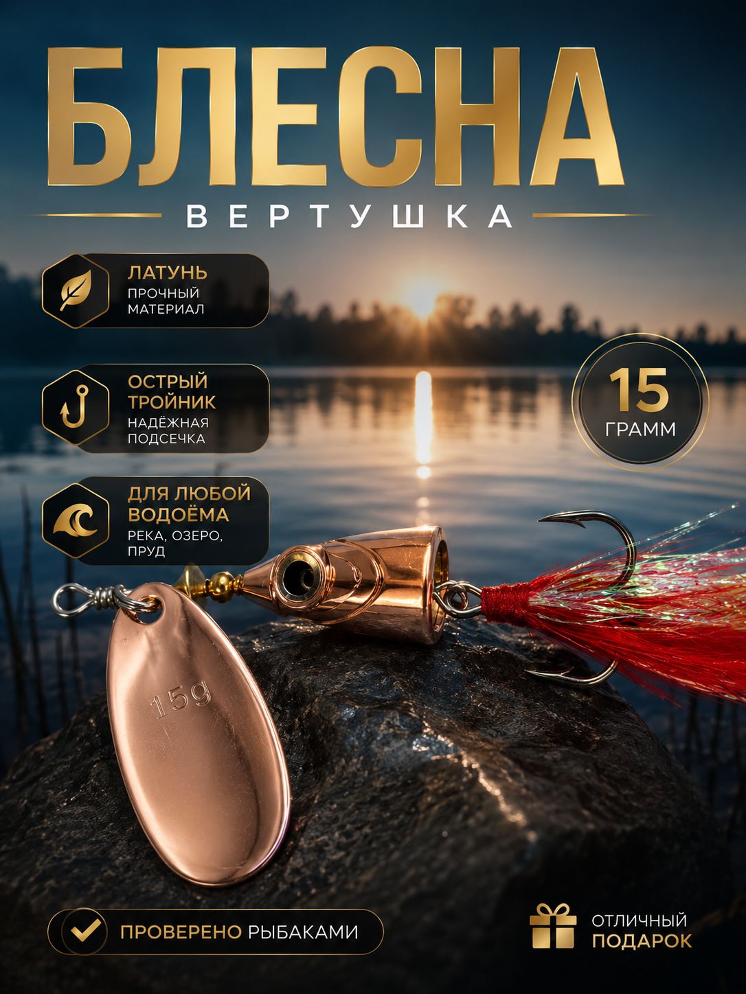 Блесна вертушка на щуку, судака 15гр.