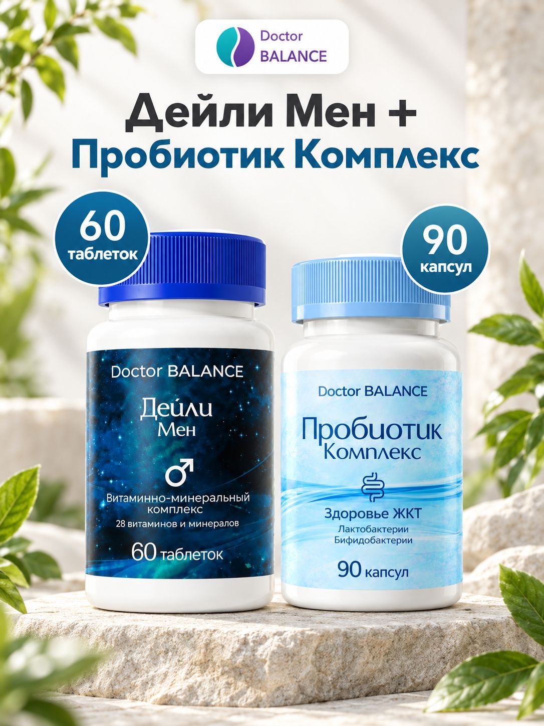 Набор Doctor Balance: Витамины для мужчин Дейли Мен 60 + Пробиотик-комплекс для пищеварения 90