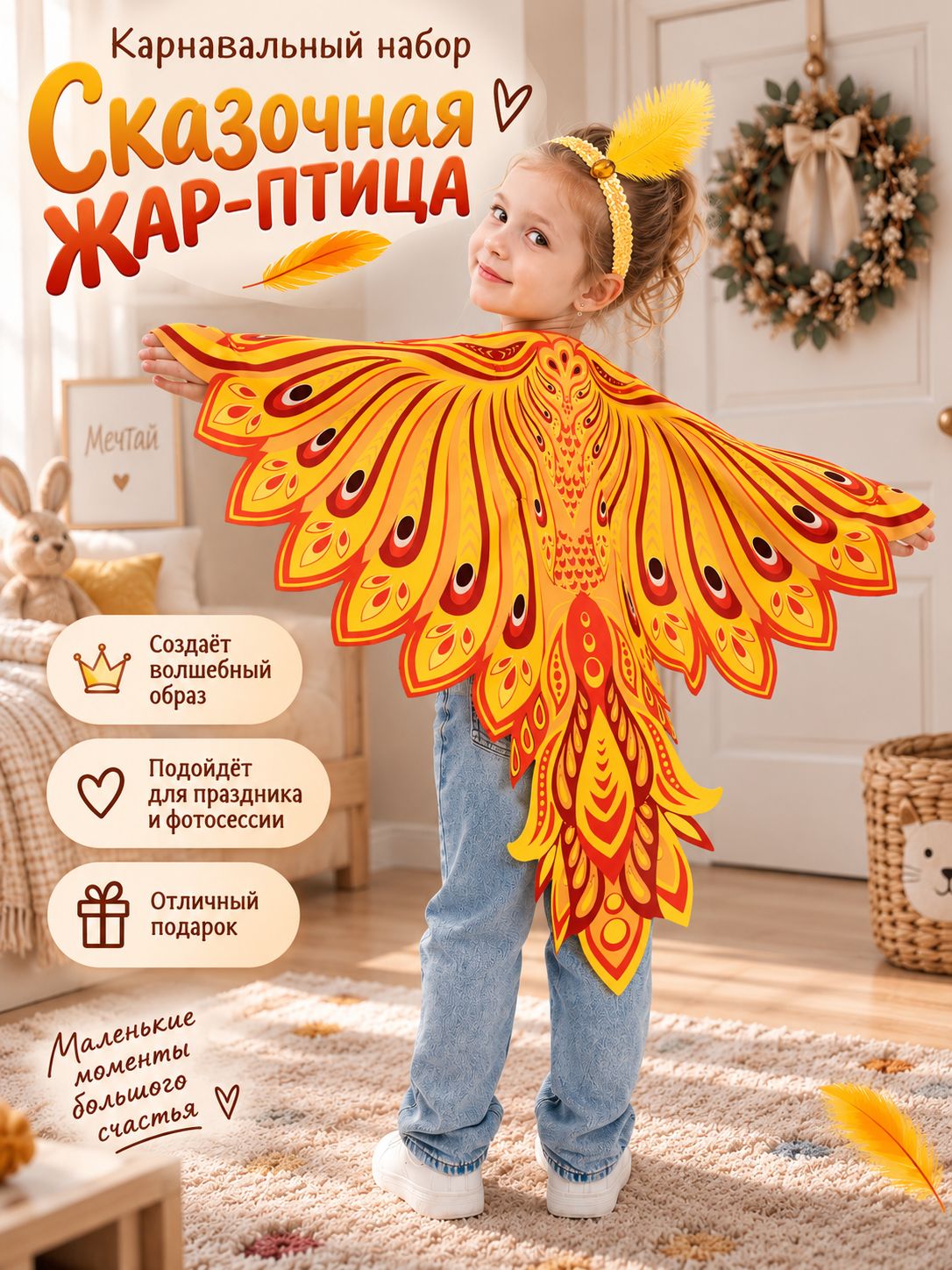 Карнавальный набор Сказочная Жар-птица ,73х100 см (крылья, повязка)