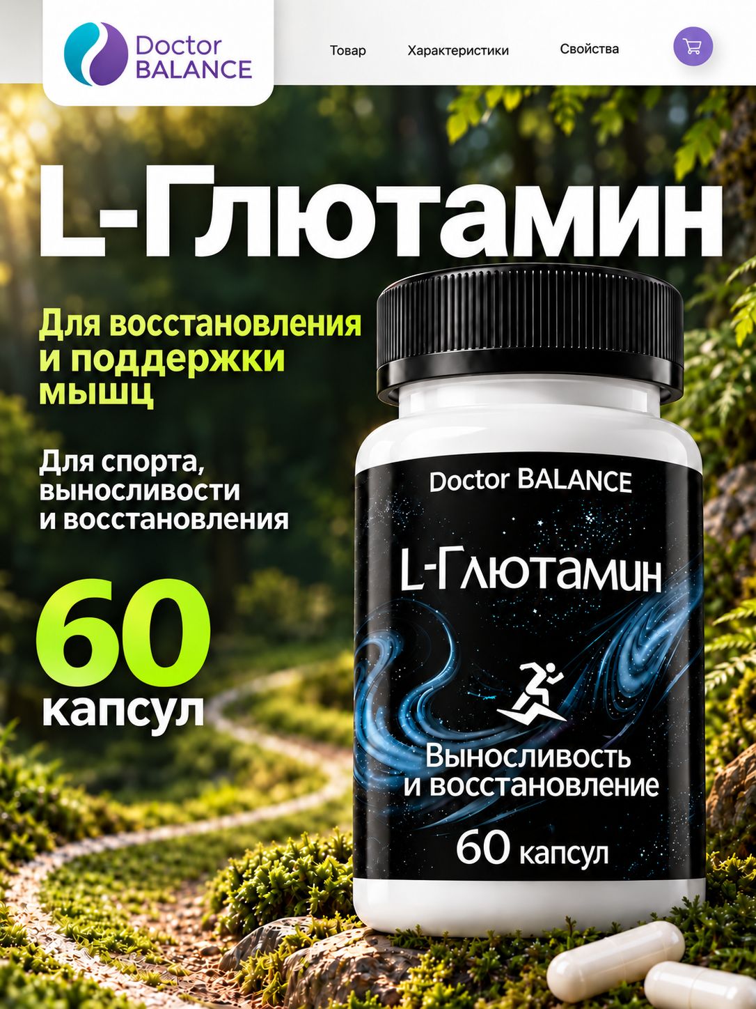 Аминокислотный комплекс с L-глютамином Doctor Balance 60 капсул