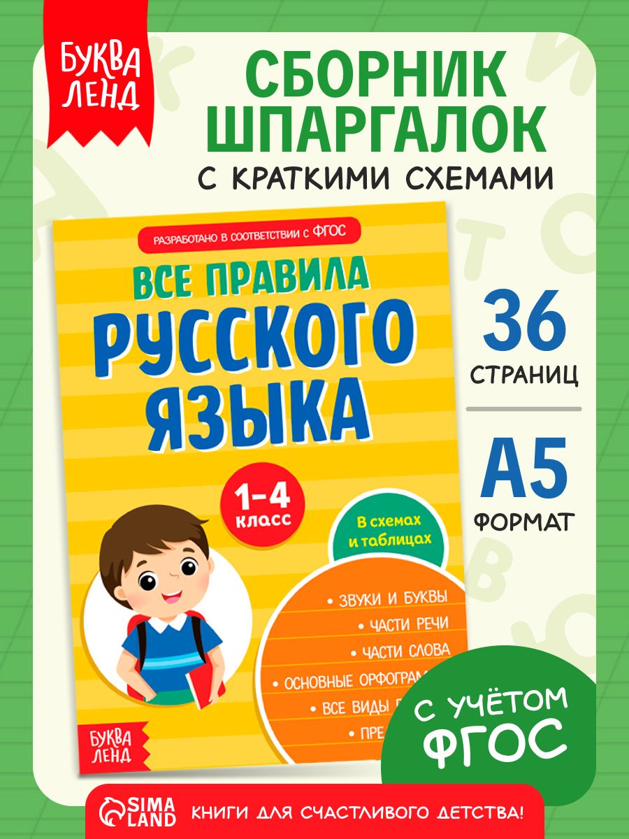Правила русского языка 1-4 класс, Буква-Ленд, шпаргалки отличника