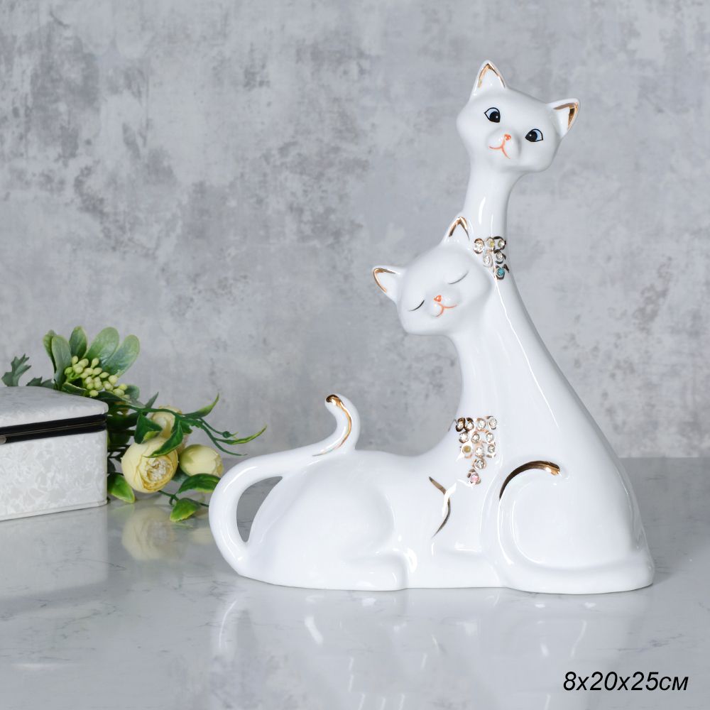 Статуэтка Кошки, фарфор, 8 х 20 х 25 см