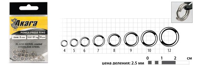 Кольцо заводное Akara Power пресс. нерж.сталь 9 мм 68 кг (10 шт.)