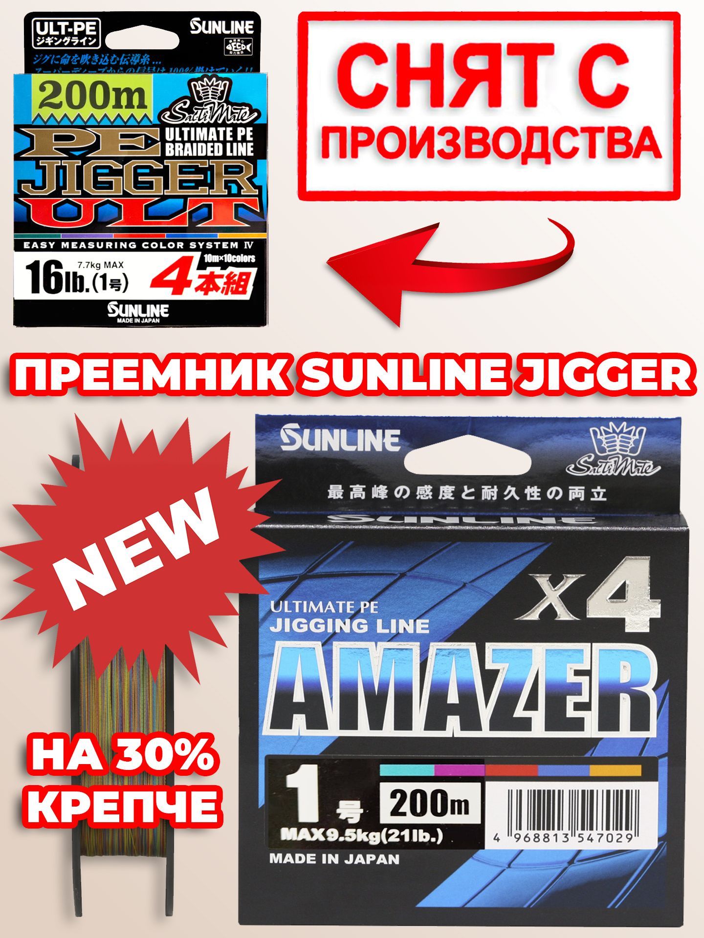 Плетеный шнур для рыбалки Sunline Amazer ULT PE x4 #1 (21lb) 200м