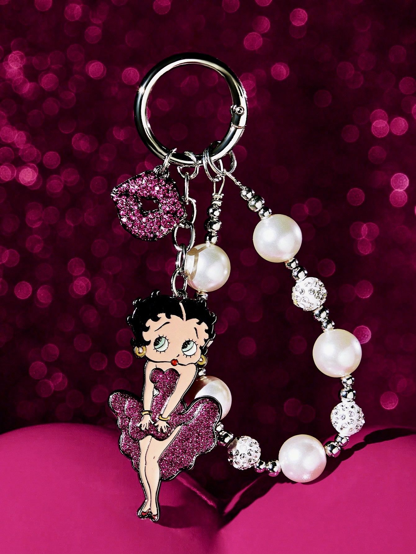 Бетти Буп / Betty Boop Браслет-брелок с жемчужинами и подвеской