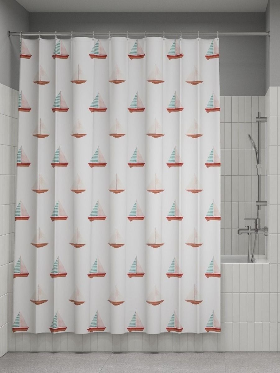 Фото товара на маркетплейсе ozon Штора для ванной комнаты и душа IDDIS, 180x200 см, тканевая, водонепроницаемая, полиэстер, с кольцами, BO01P18i11