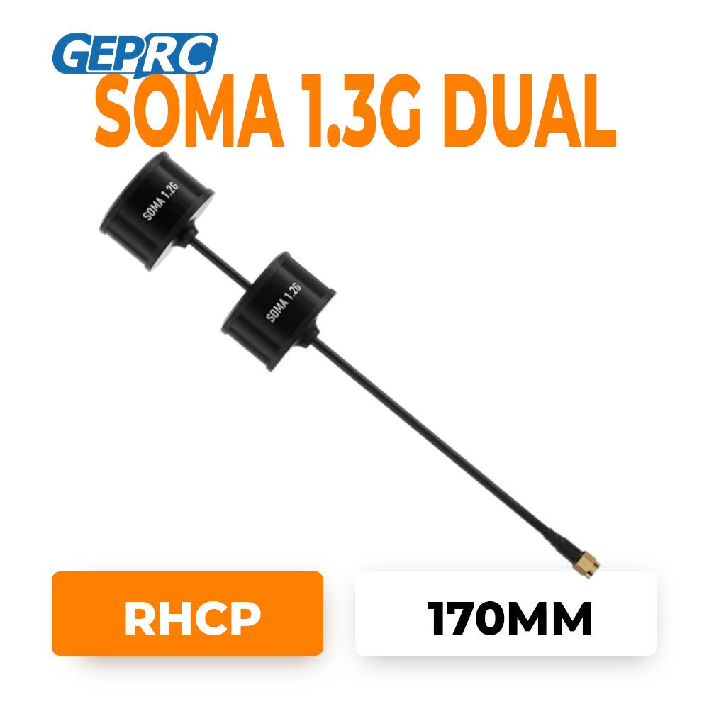 GEPRC SOMA 1.3GHz 250mm 3.26dBi SMA RHCP Ultra Low VSWR Dual-Core RF Antenna