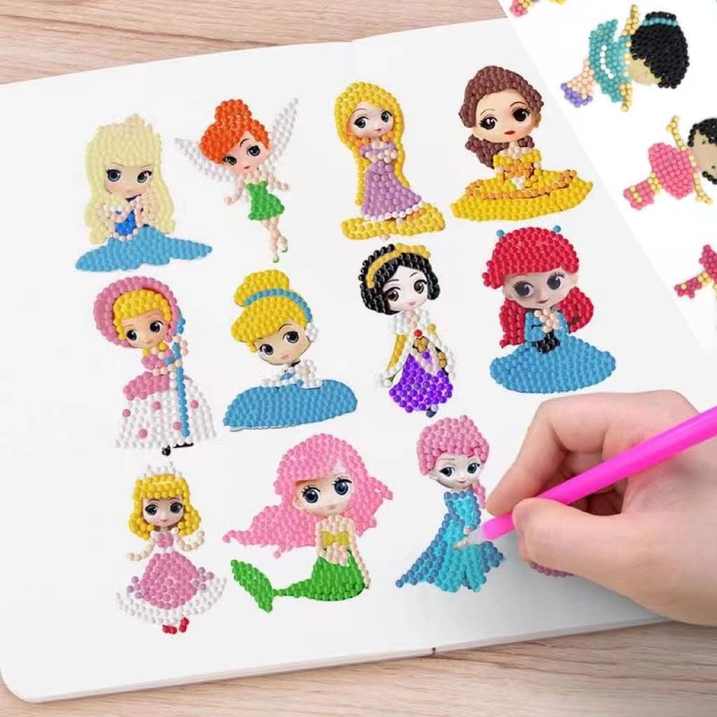 Disney / Дисней Алмазная мозаика для детей Набор для творчества Принцессы (24 наклейки с блестящими стразами)