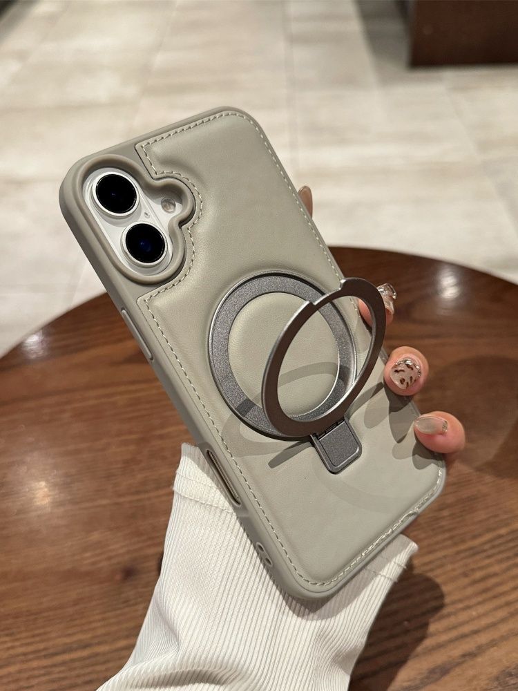 智能手机壳 用于 Apple iPhone 16 Plus, 人造皮革, 灰色