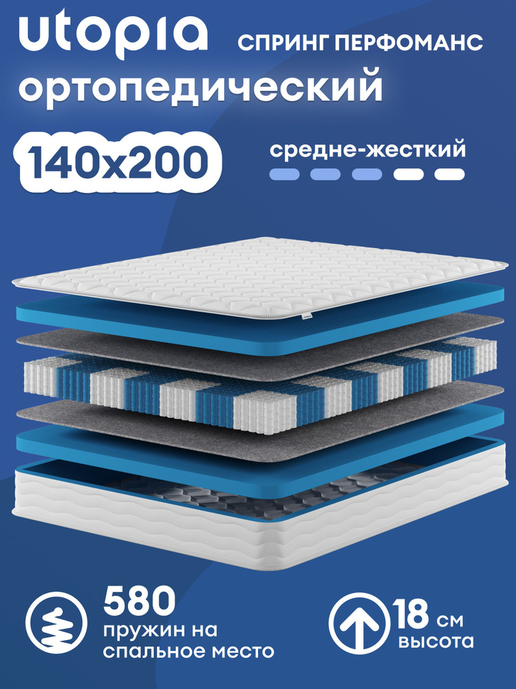UTOPIA Матрас, Независимые пружины, 140х200 см #1