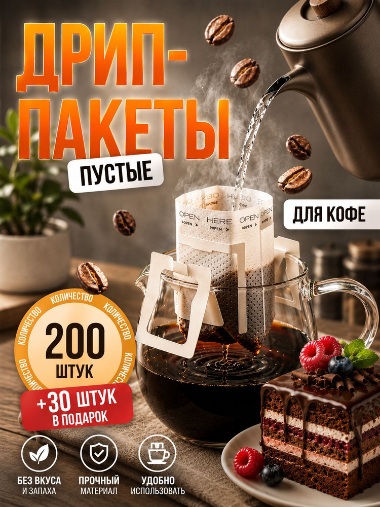 Дрип пакеты для кофе пустые 200шт #1