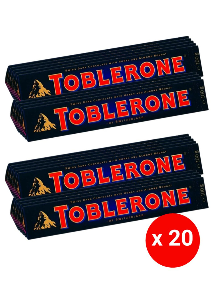 "Тоблерон" темный шоколад с медово-миндальной нугой 10% 100г х 20 ...