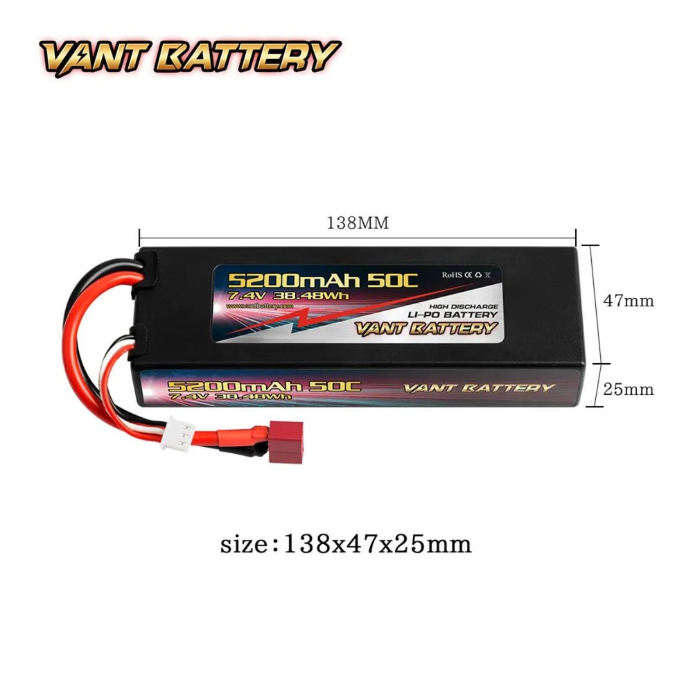 Аккумулятор для радиоуправляемой машинки 7.4V Li-Po Vant 5200mah 50C ...