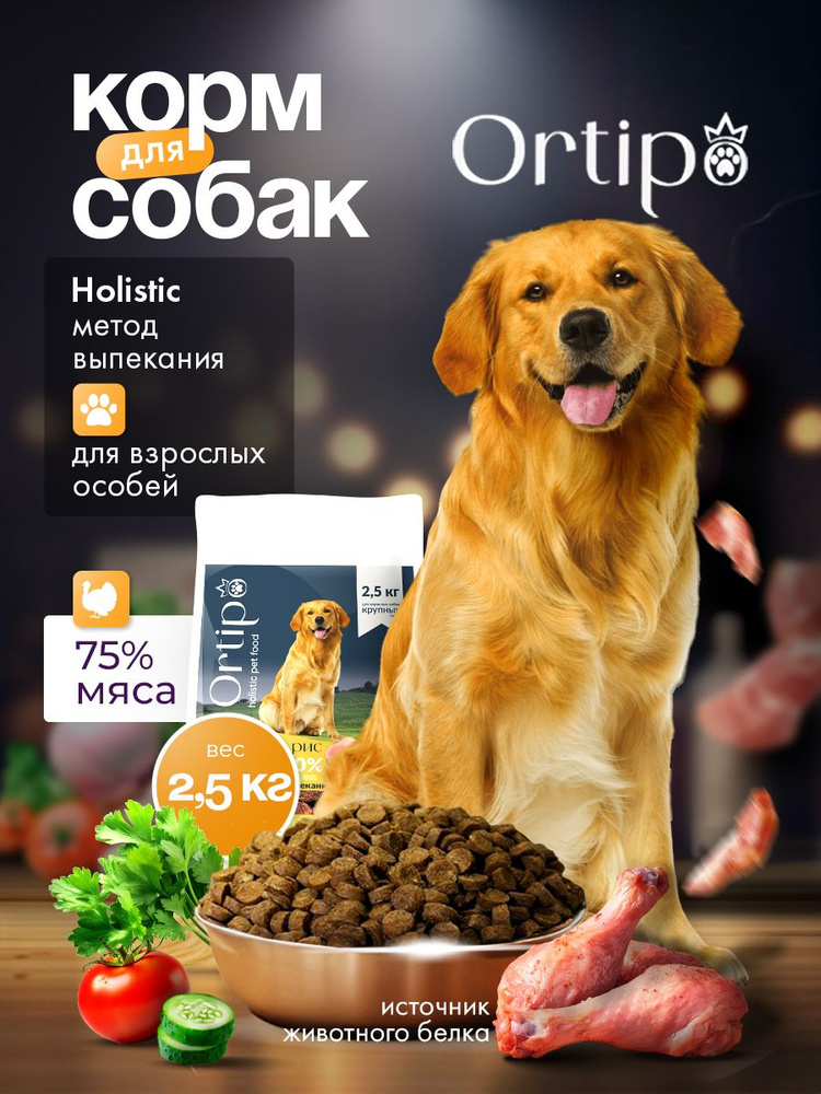Корм сухой для взрослых собак крупных пород (индейка) 2,5 кг. Холистик ...