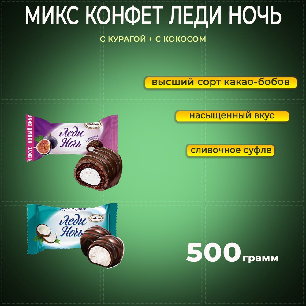 Конфеты Леди Ночь кокос + инжир 500 гр Акконд #1