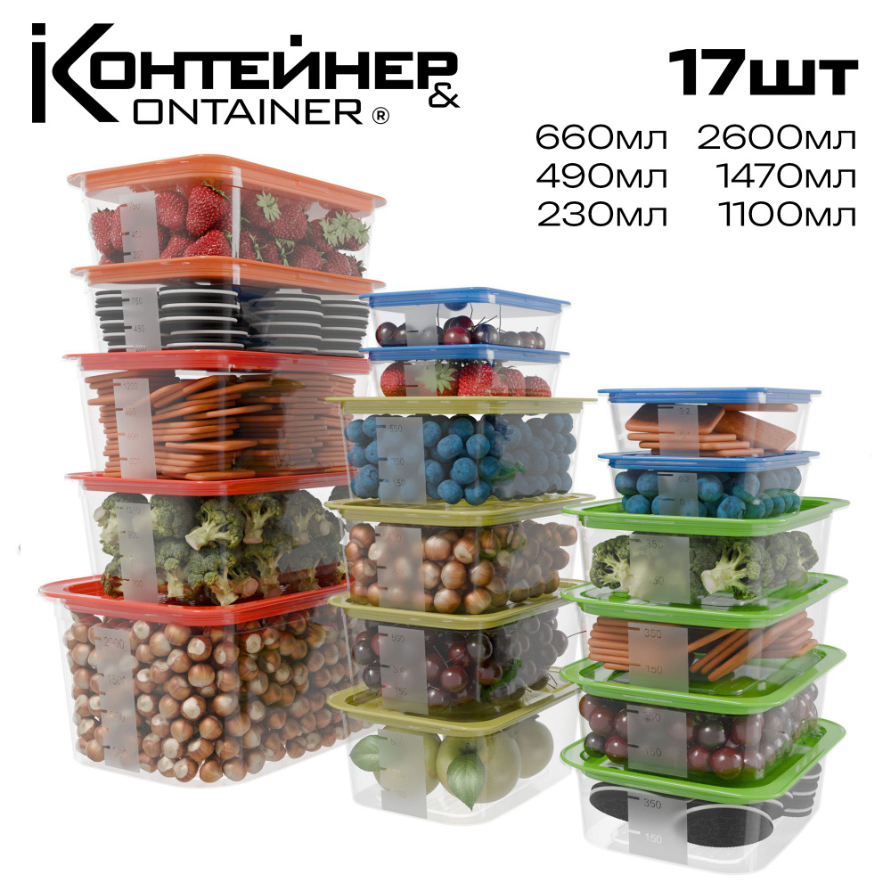 Контейнер пищевой Контейнер&CONTAINER, 130х90х35; 165х115х45; 165х115х60;  205х140х70; 205х140х80; 240х165х110, объем 230 мл, 490 мл - купить по  выгодной цене в интернет-магазине OZON (961344097)