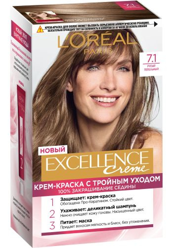 L'Oreal Paris Крем-краска для волос Excellence Creme, 7.1 Русый ...