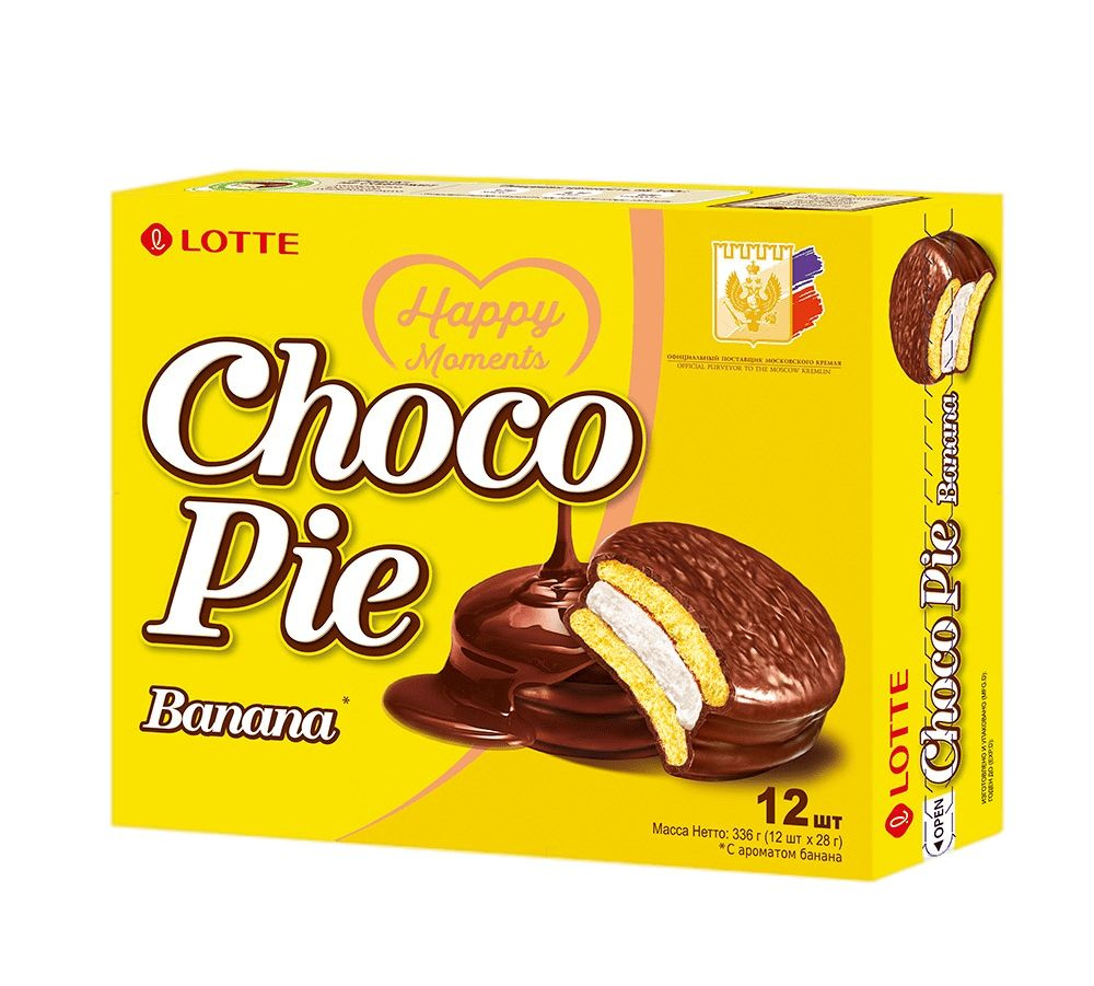 Печенье Choco Pie Банан Lotte 12х28гр 4шт #1