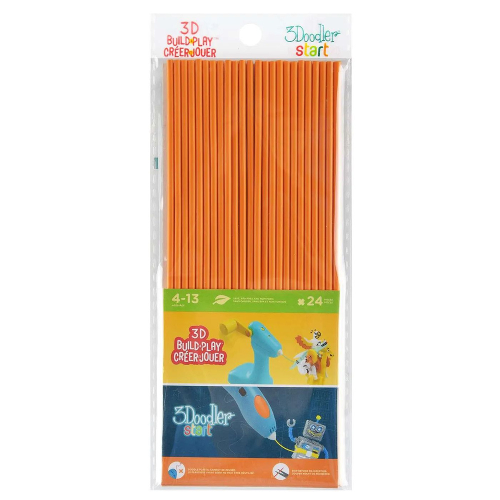 Эко пластик к 3Д ручке 3Doodler Star цвет оранжевый 24 шт #1