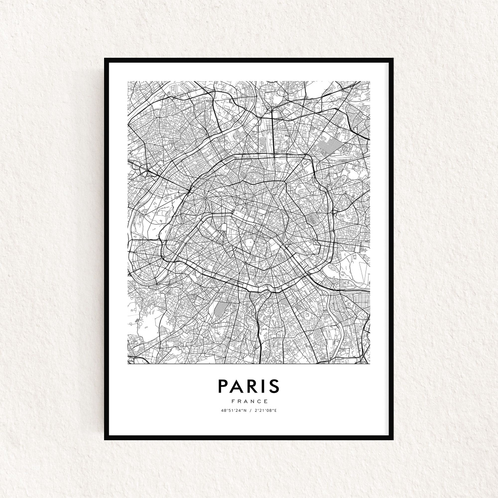 Постер карты города "Paris", 30х40см (без рамы) #1