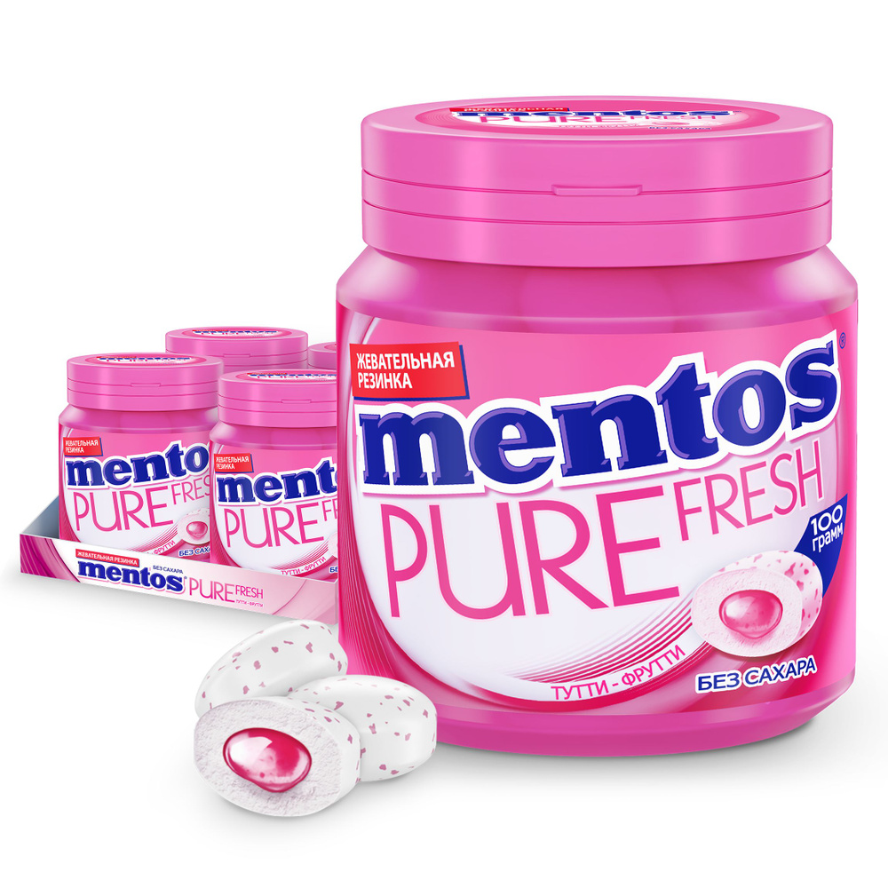 Жевательная резинка Mentos Pure Fresh вкус Тутти-Фрутти, 4 шт по 100 г  #1