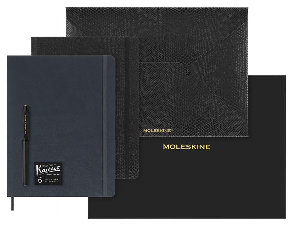 Набор 2 блокнота Moleskine Le Precious & Ethical XL экокожа, черный/зеленый +ручка перьевая+ папка-конверт #1