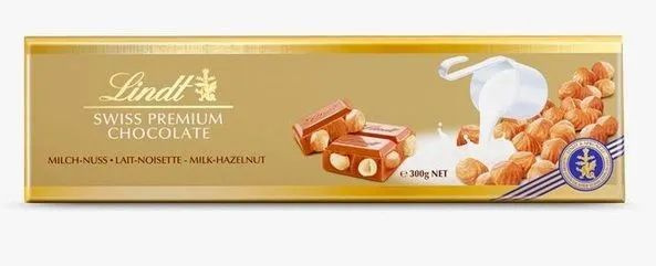 Молочный шоколад Lindt (Линдт) с изюмом, фундуком и миндалем, 300г ...