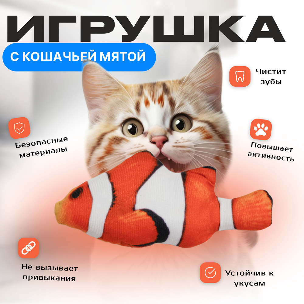 Игрушка для кошек с кошачьей мятой / рыба Клоун