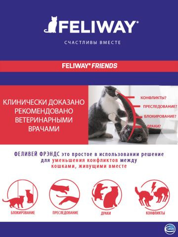Феромоны для кошек, флакон 48 мл + диффузор,Feliway Friends - купить с ...