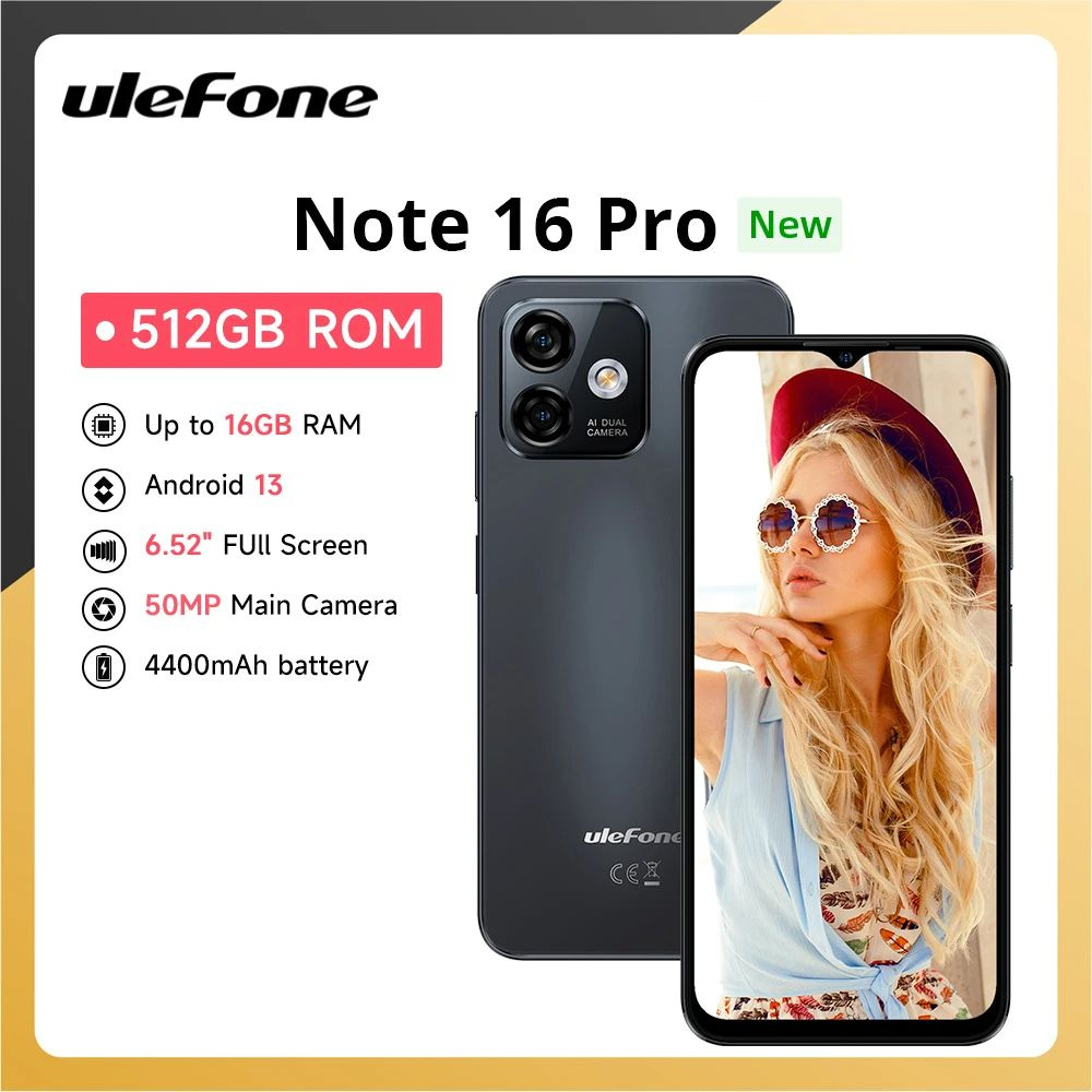 Смартфон ULEFONE Note 16 Pro 512 ГБ ПЗУ + До 16 ГБ ОЗУ = 8 ГБ + 8 ГБ -  купить по выгодной цене в интернет-магазине OZON (1293021191)