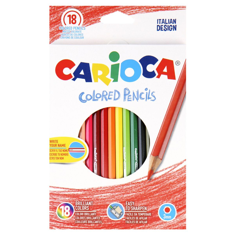 Карандаши цветные Carioca 18 цветов, заточенные классические - купить с ...