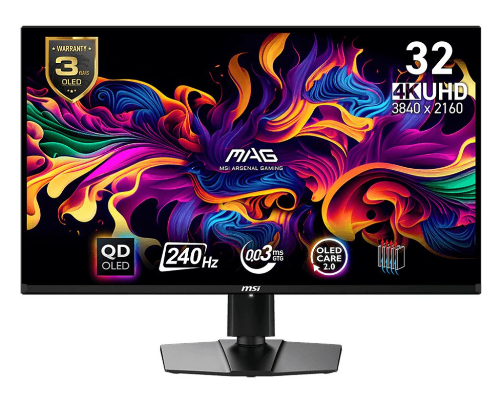 MSI 32" Монитор QD-OLED 4K MPG321UPX (2024) , 3840x2160, 0.03 мс, 240 Гц, 140 PPI, 16:9, 250 кд/м2, черный #1