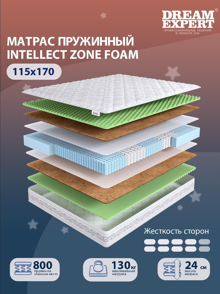 Матрас, Анатомический матрас DreamExpert Intellect Zone Foam выше средней жесткости, полутораспальный, #1