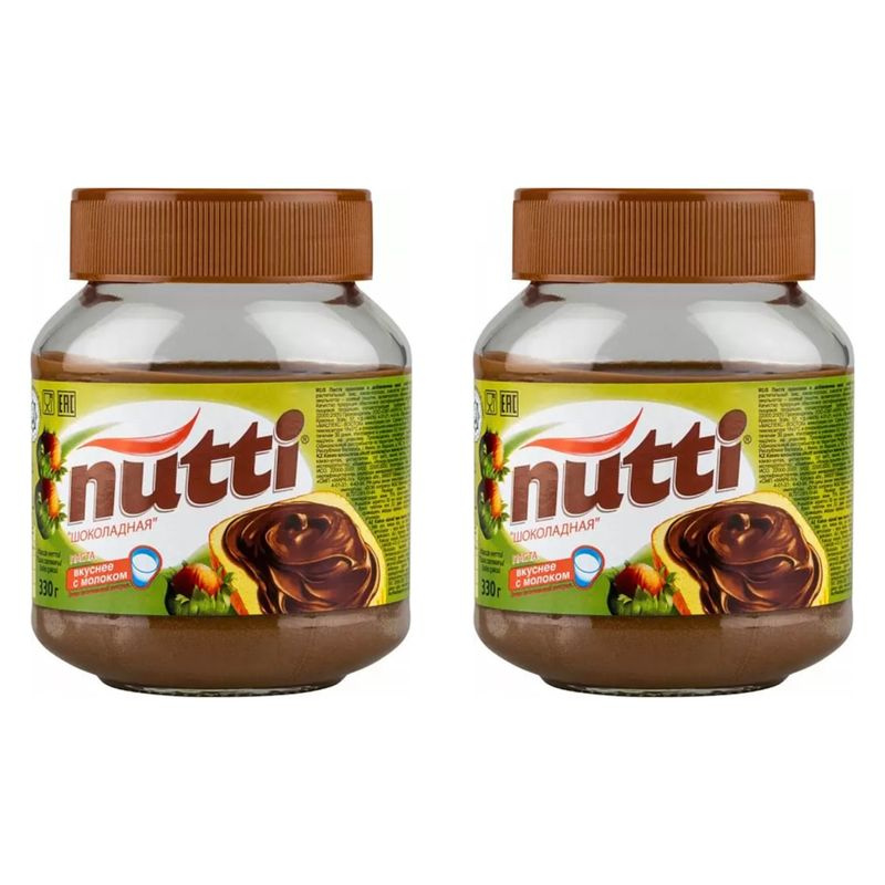 Nutti Шоколадно-ореховая паста с добавлением какао, 330 г, 2 шт  #1