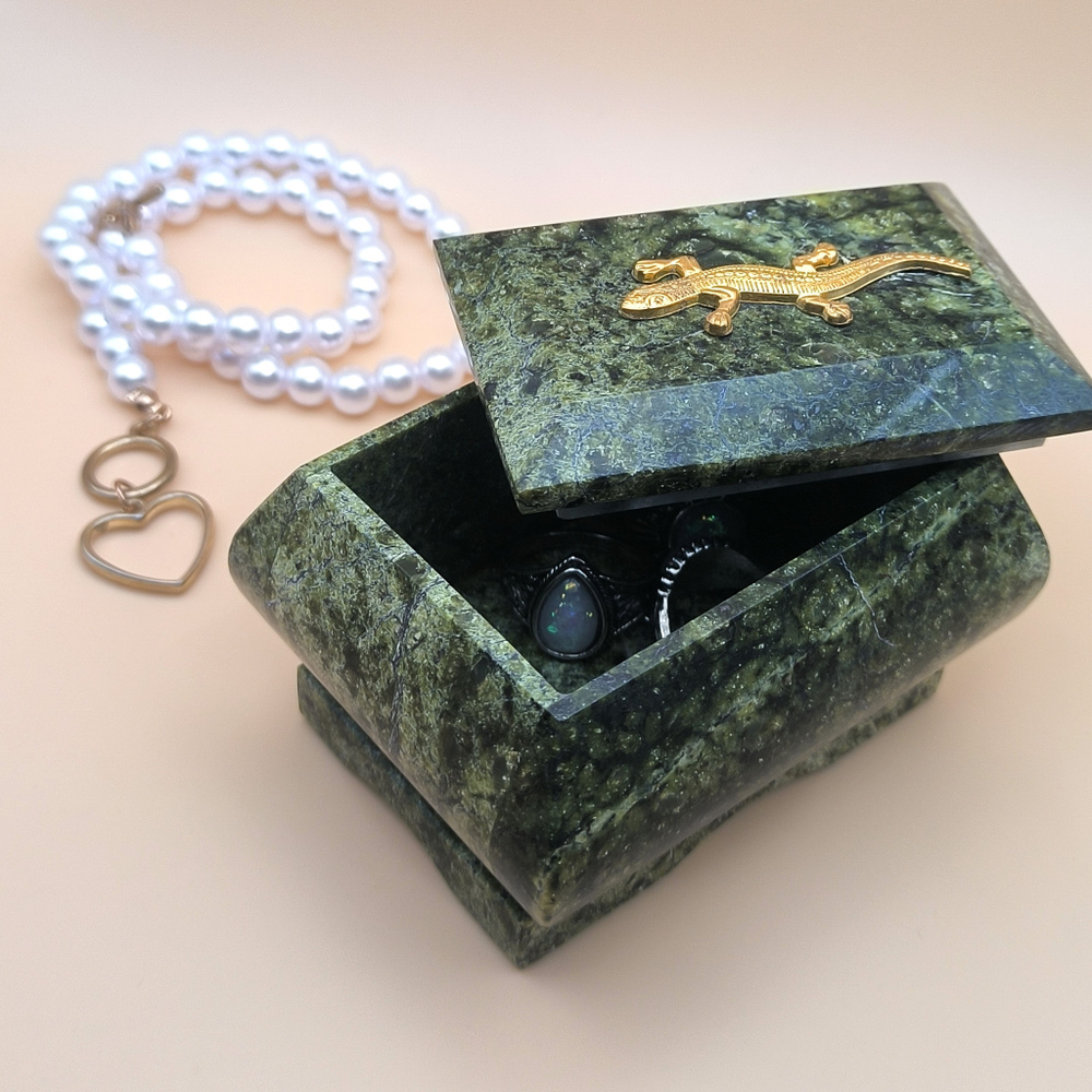 Шкатулка из натурального камня. 55х83х65мм, Ручная работа, Эксклюзивная ...