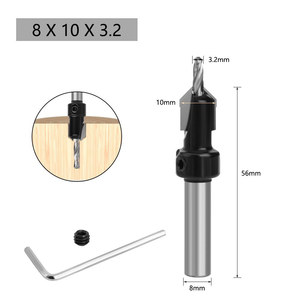 Набор зенковочных сверл по дереву 8 x 10 x 3.2 мм #1
