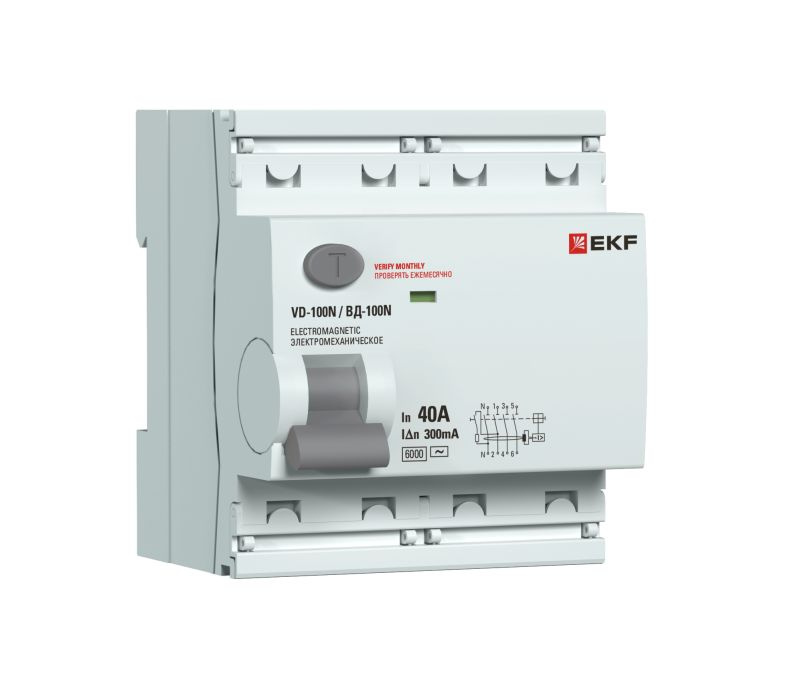Выключатель дифференциального тока 4п 40А 300мА тип AC 6кА ВД-100N (S) электромех. PROxima EKF E1046MS40300 #1