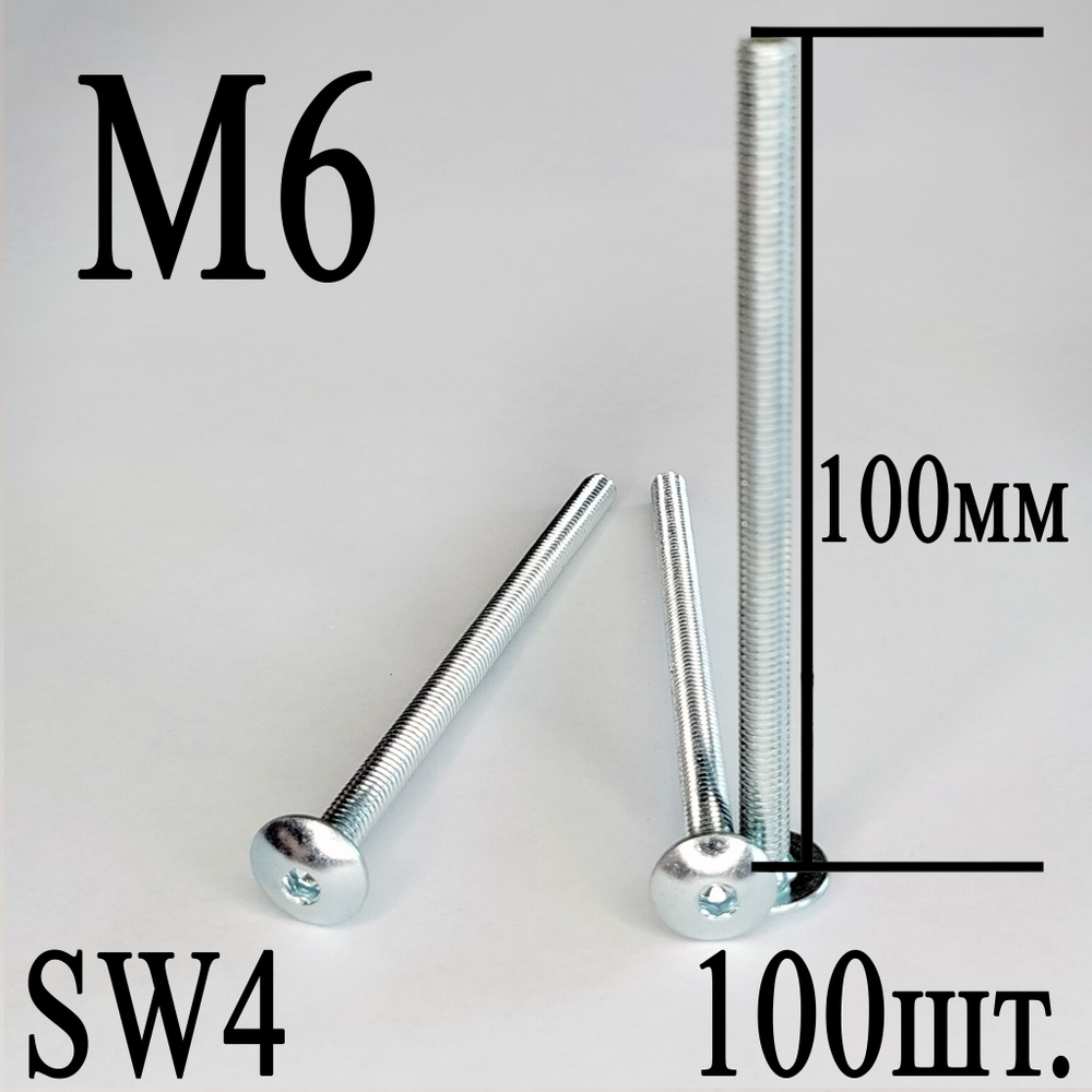 Винт мебельный сфера М6 х 100 мм. SW4 (100шт.) #1