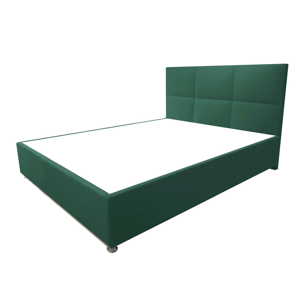 Двуспальная кровать Корсика Эко 180x200 основание металлическое с ламелями велюр зеленый ножки 13 см #1
