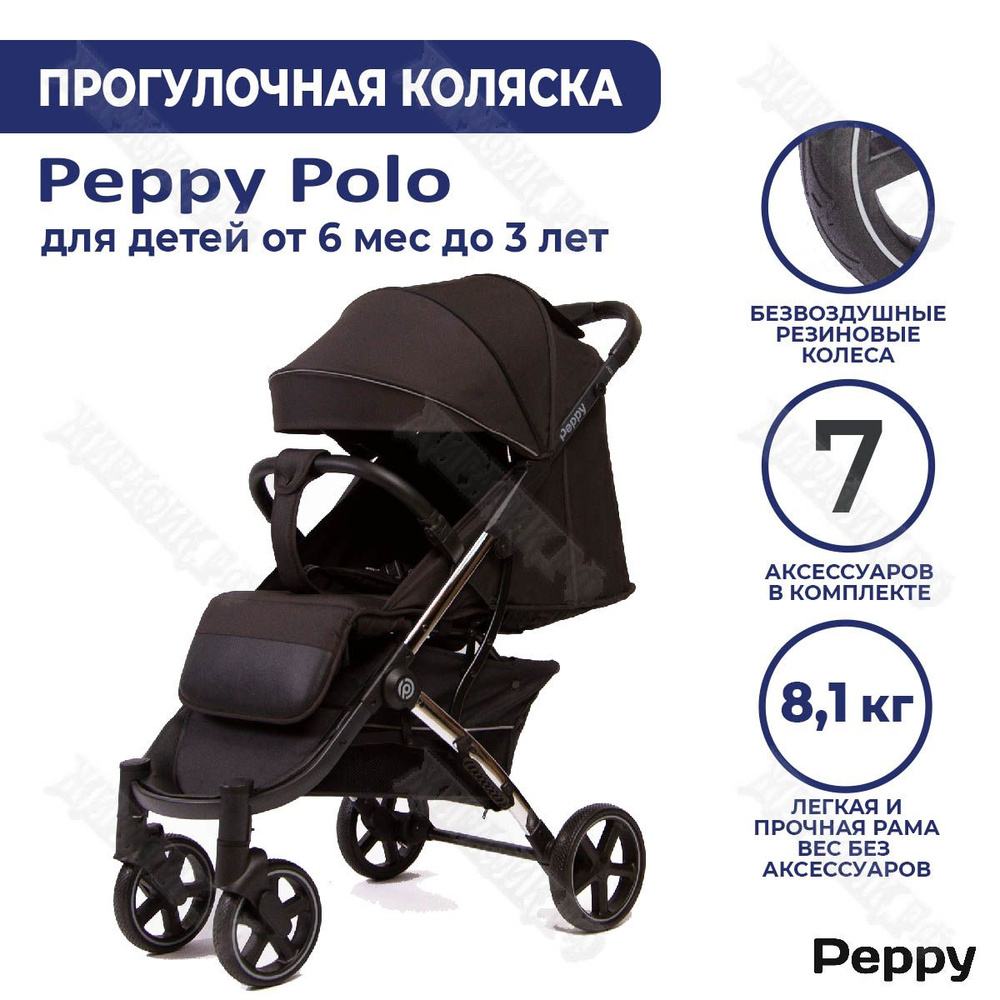 Коляска прогулочная Polo Peppy (Silver Black) #1