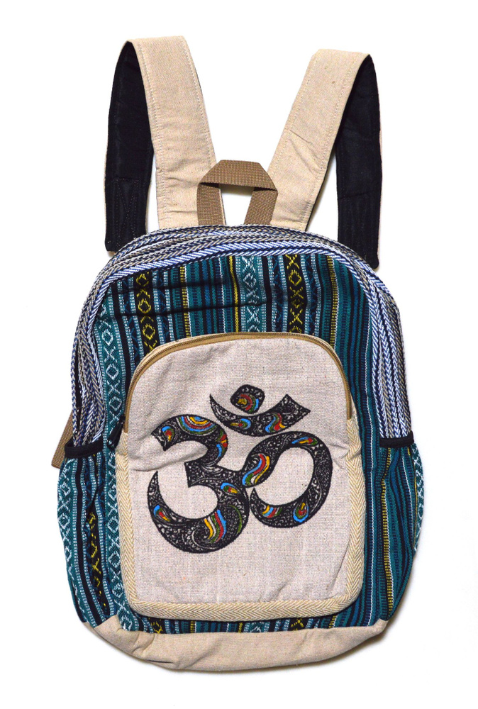 Рюкзак с темным ОМ, зеленые и голубые полосы с крестиками-ноликами ...