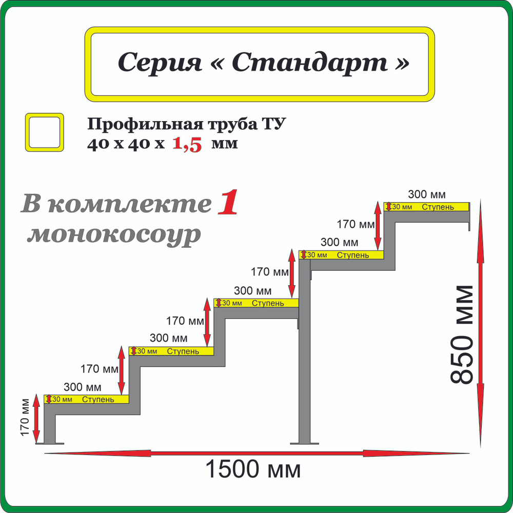 Каркас для крыльца "Добро пожаловать" 5 ступеней. Монокосоур разборный.  #1